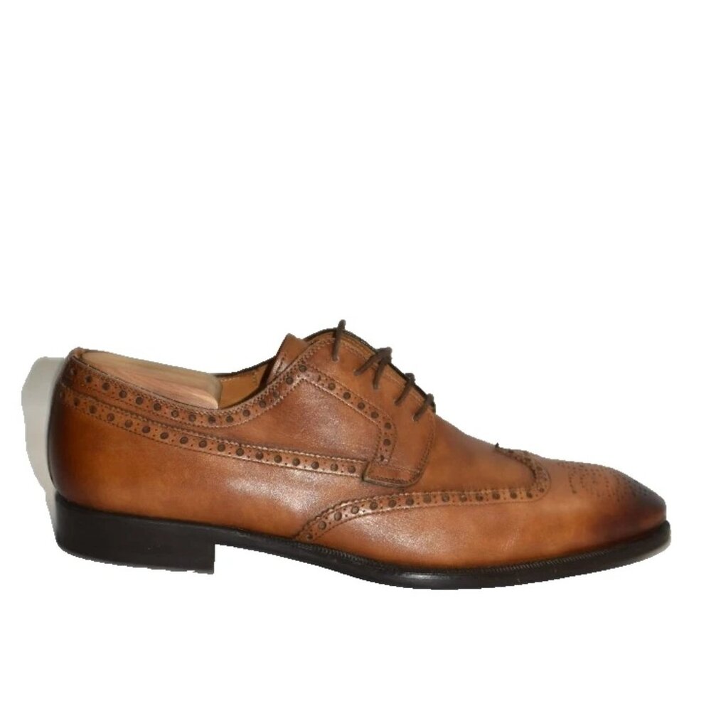 Magnanni "Gareth" Size 11 Medallion Toe Cognac Leather Wingtip Derby DD528 23476